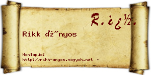 Rikk Ányos névjegykártya